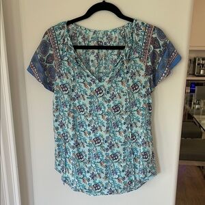 SHEIN Blue Floral Print Blouse